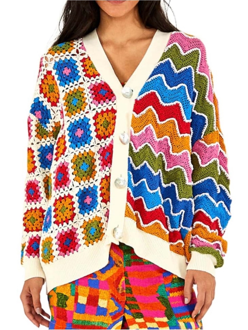 Multicolor Crochet Cardigan - Women - Picture 3 of 3